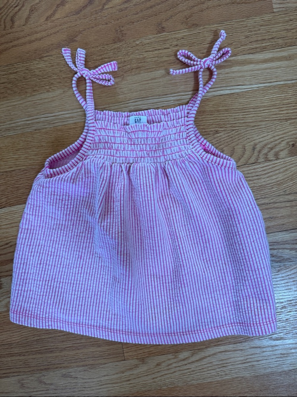 GAP Pink and White Striped Tie-Shoulder Tank